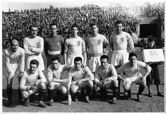 Laget mot Atalanta FC i Bergamo 23. mars 1952. Resultatet ble 1-1. 