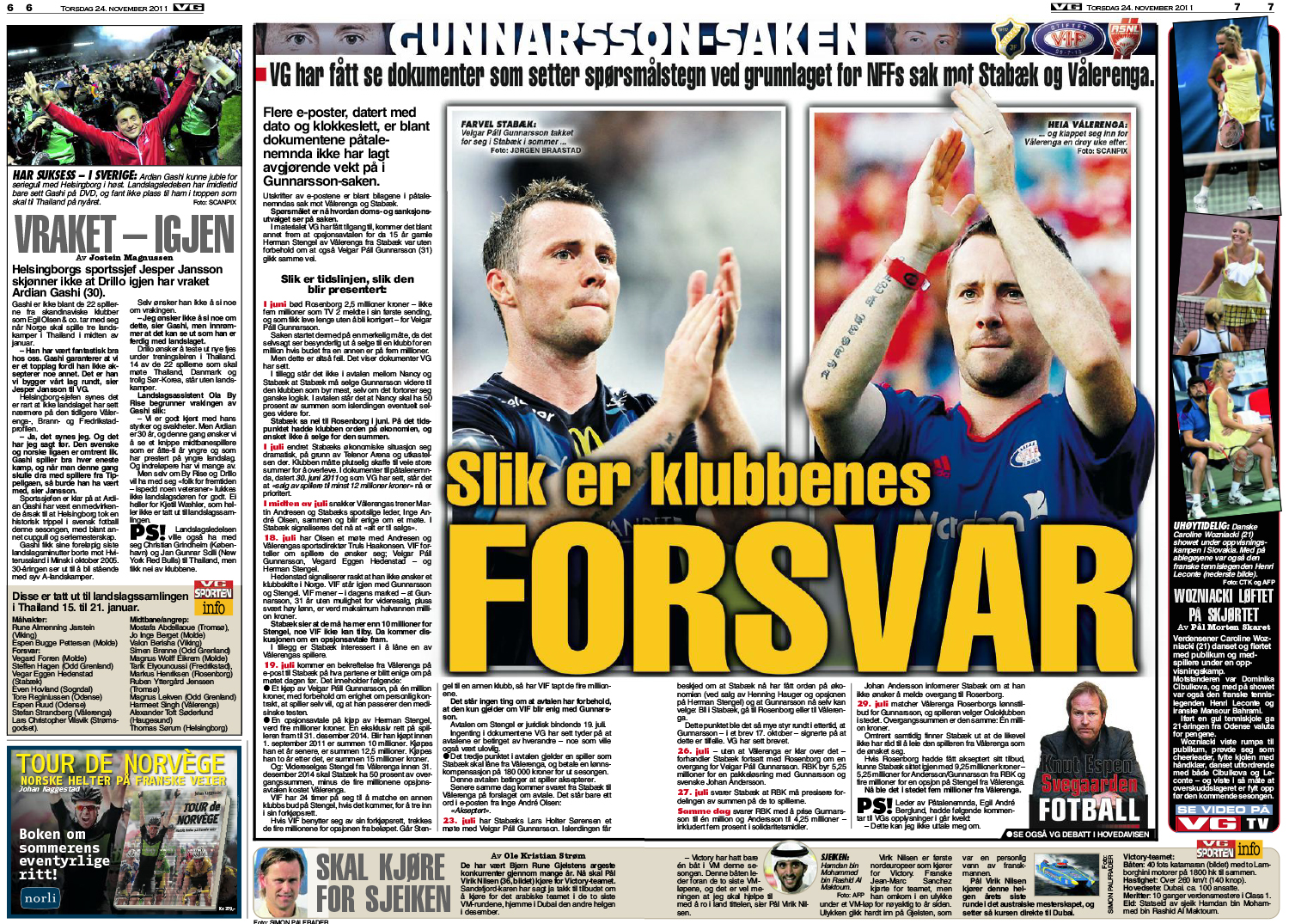 VG trykket 24. november kommentarartikkelen «Slik er klubbenes forsvar» skrevet av Knut Espen Svegaarden. I artikkelen legger Svegaarden ukritisk fram Stabæks syn på overgangssaken.